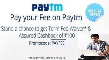 Paytm Fee Payment Offer